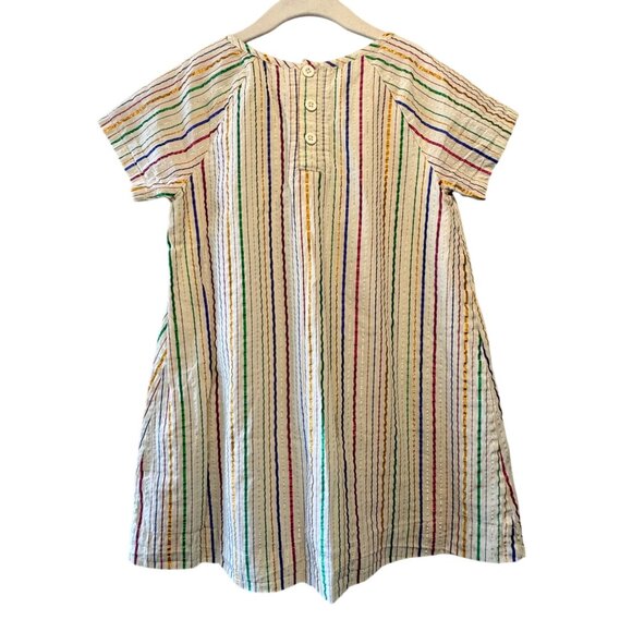 HANNA ANDERSSON Metallic Striped Dress Girls 6-7 120 Rainbow Shimmer Tunic Top - Picture 2 of 8